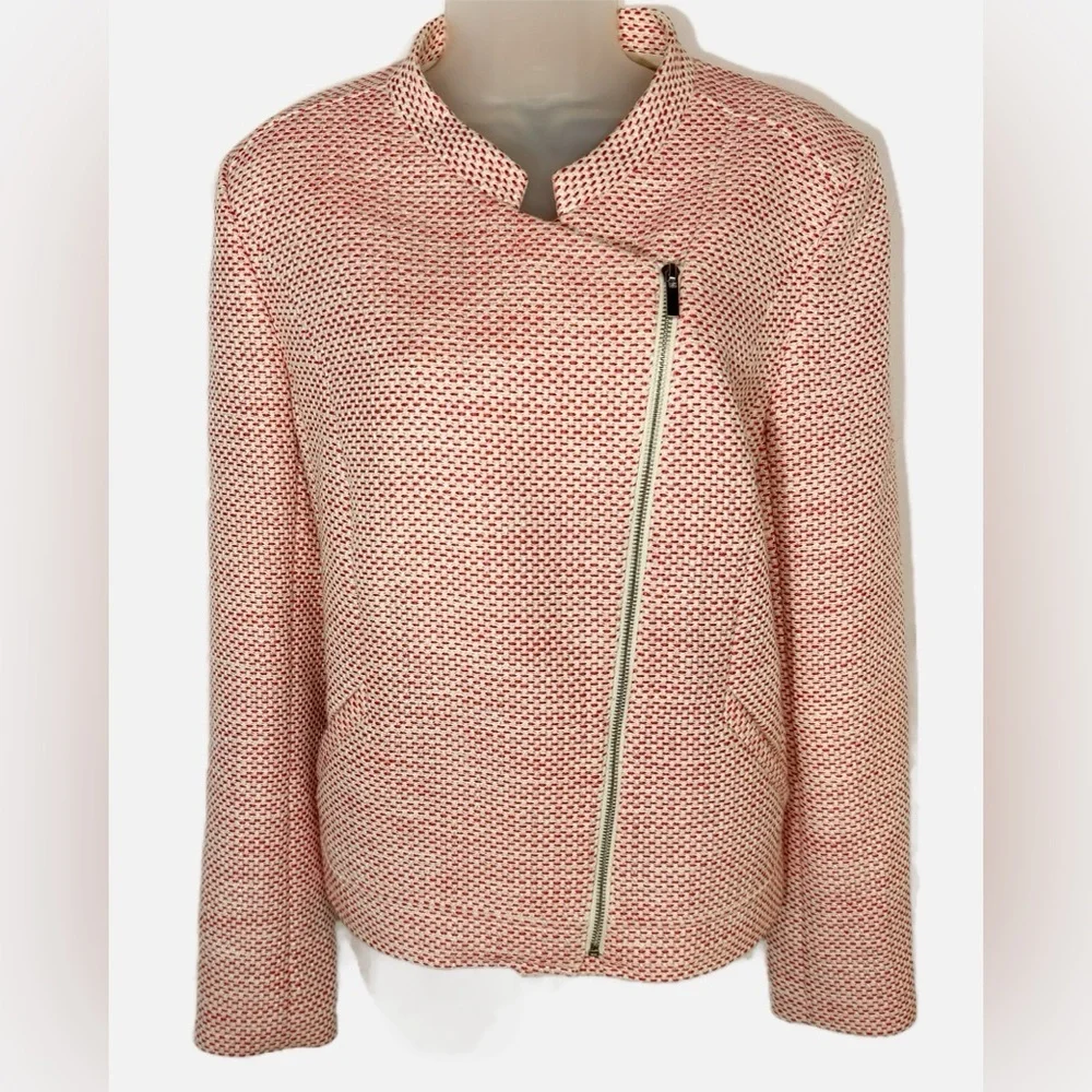 Classiques Entier | Front Zip Moto Blazer In Red Honey Tweed